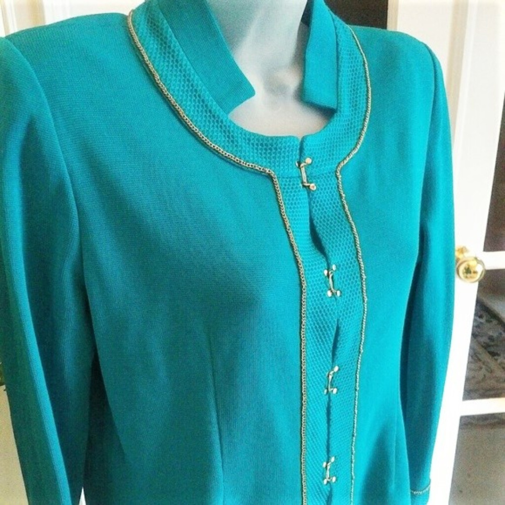 Fabulous Misook Jacket Gold Chain Trim Like New M - Picture 6 of 8